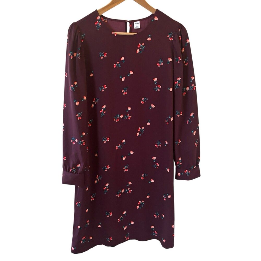 Old Navy Womens Shift‎ Dress Woven Ditsy Floral Long Sleeve Size Large Boho City
